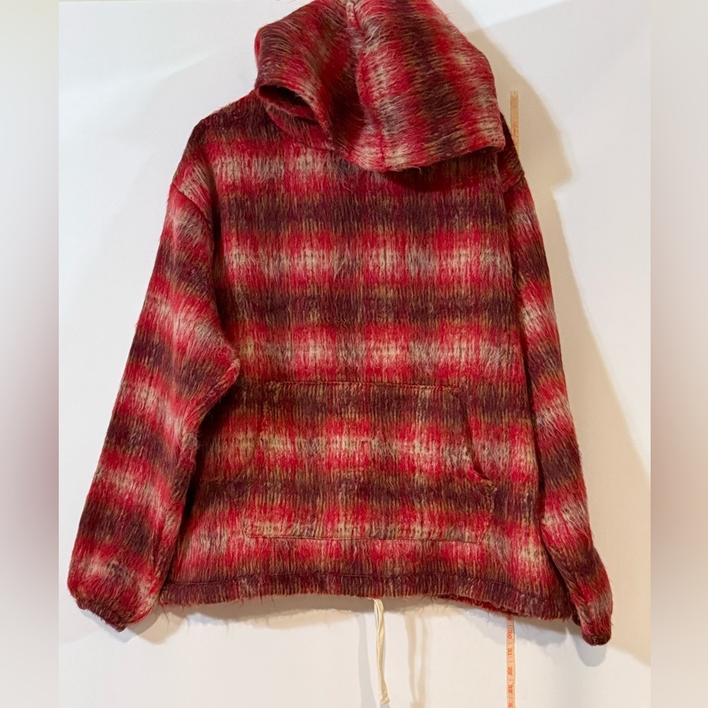 Pleasures nameless poncho Red and Black Plaid Hooded Sweater
